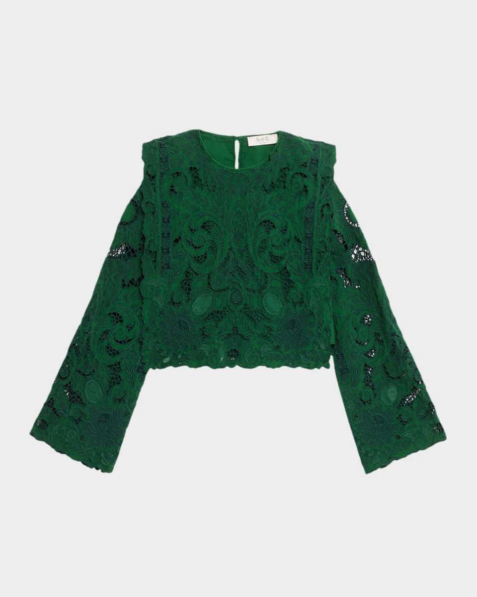 Ceci Embroidered Long-Sleeve Top